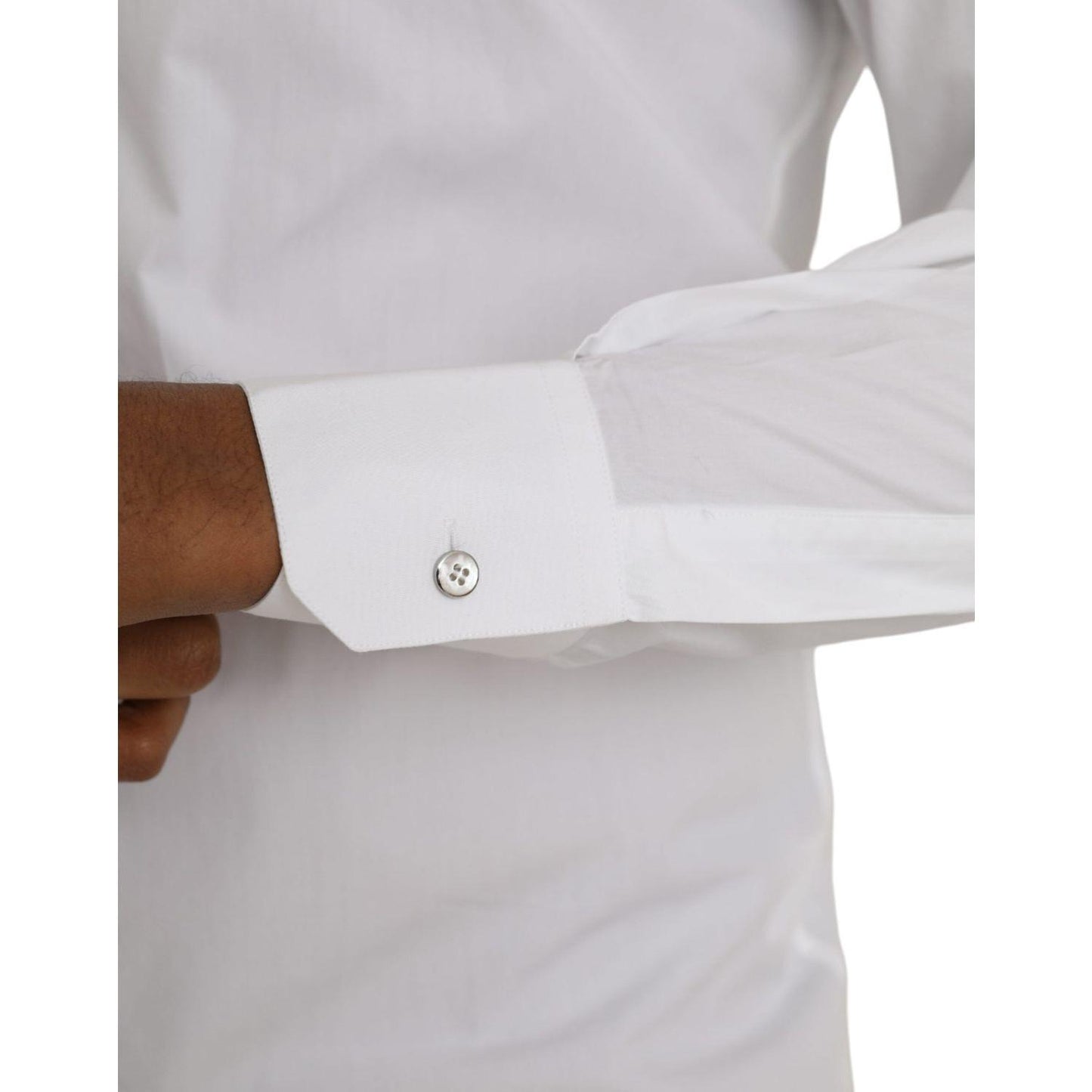 Dolce & Gabbana White Cotton Long Sleeve Dress MARTINI Shirt Dolce & Gabbana