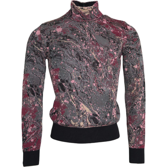 Multicolor Graphic Turtle Neck Men Sweater