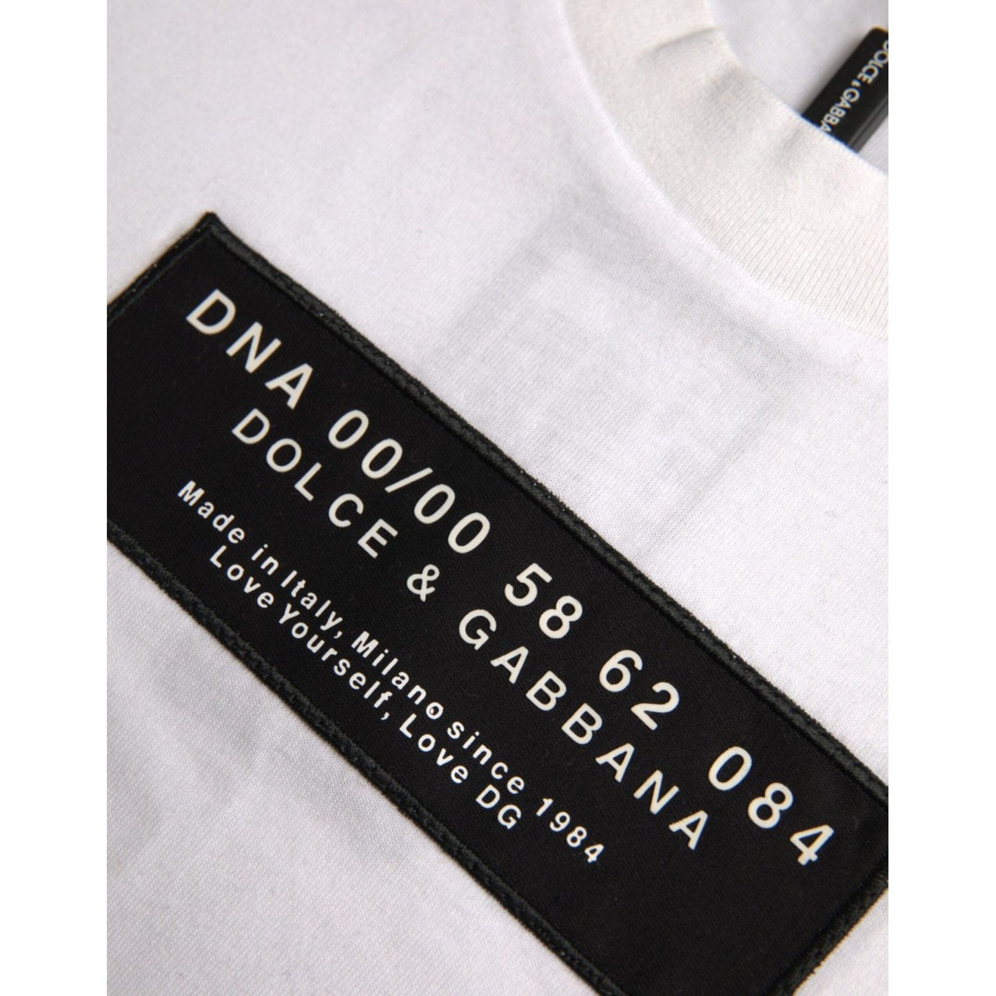 Dolce & Gabbana White Cotton DG Applique Men Casual T-shirt Dolce & Gabbana