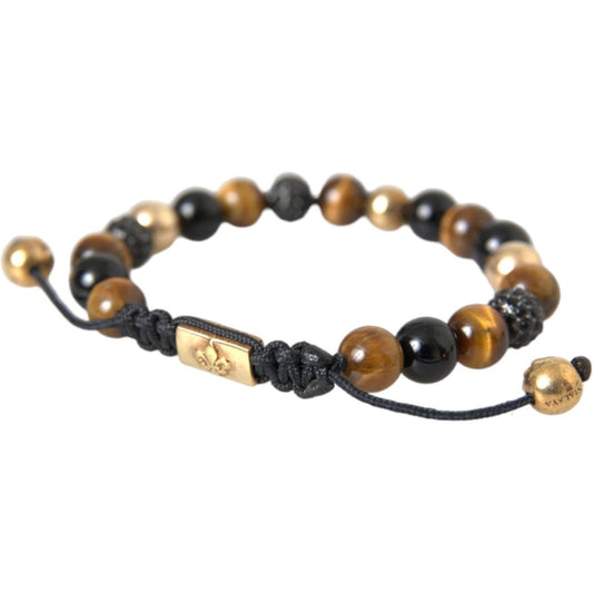 CZ Ball Tiger Eye Stone Copper Beaded Men Bracelet