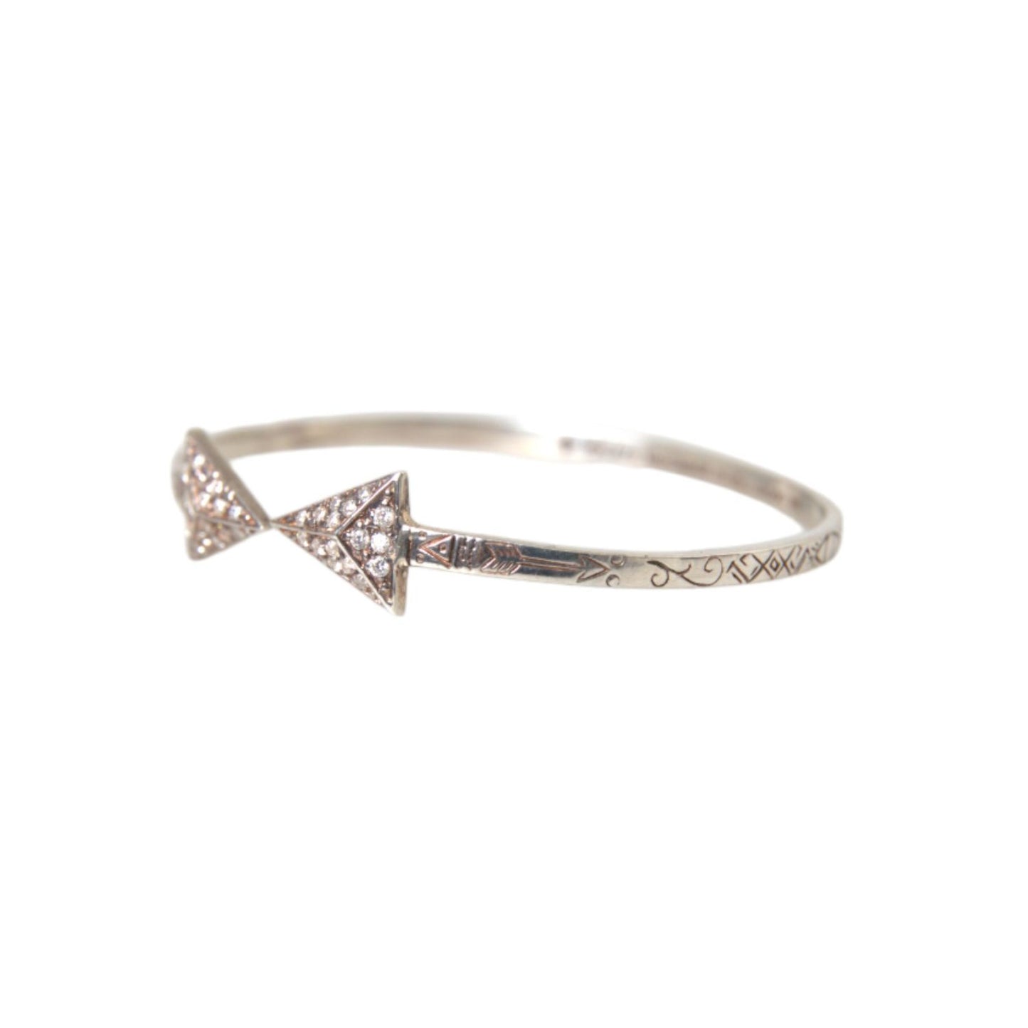 Nialaya Arrow Crystal 925 Silver Bangle Bracelet Women
