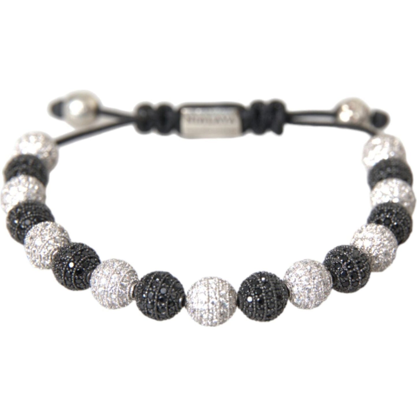 Nialaya CZ Crystal Ball Black White Beaded Bracelet Bracelet Nialaya