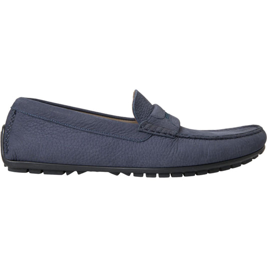 Dolce & Gabbana Blue Calf Leather Slip On Moccasin Shoes Dolce & Gabbana