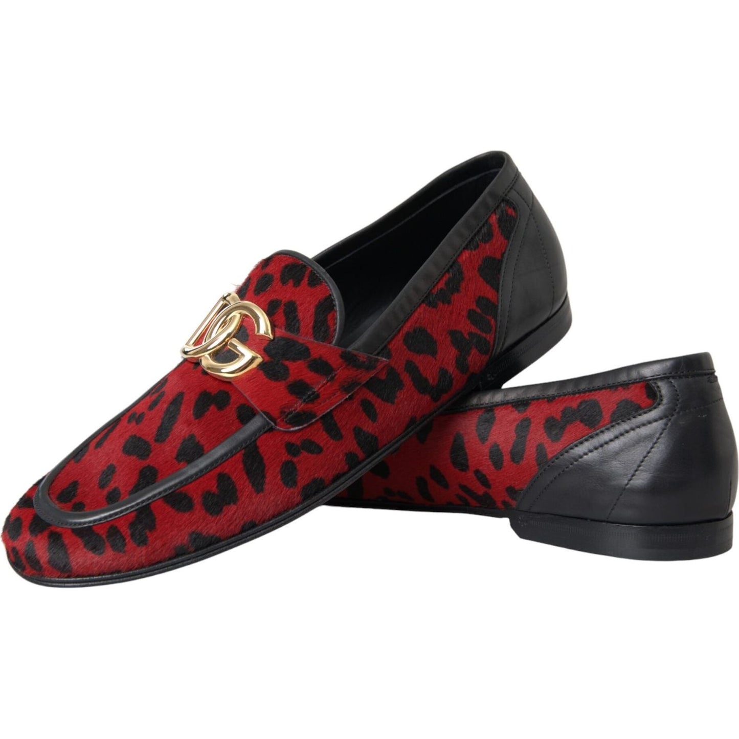 Dolce & Gabbana Red Black Leopard DG Loafers Formal Men Shoes Dolce & Gabbana