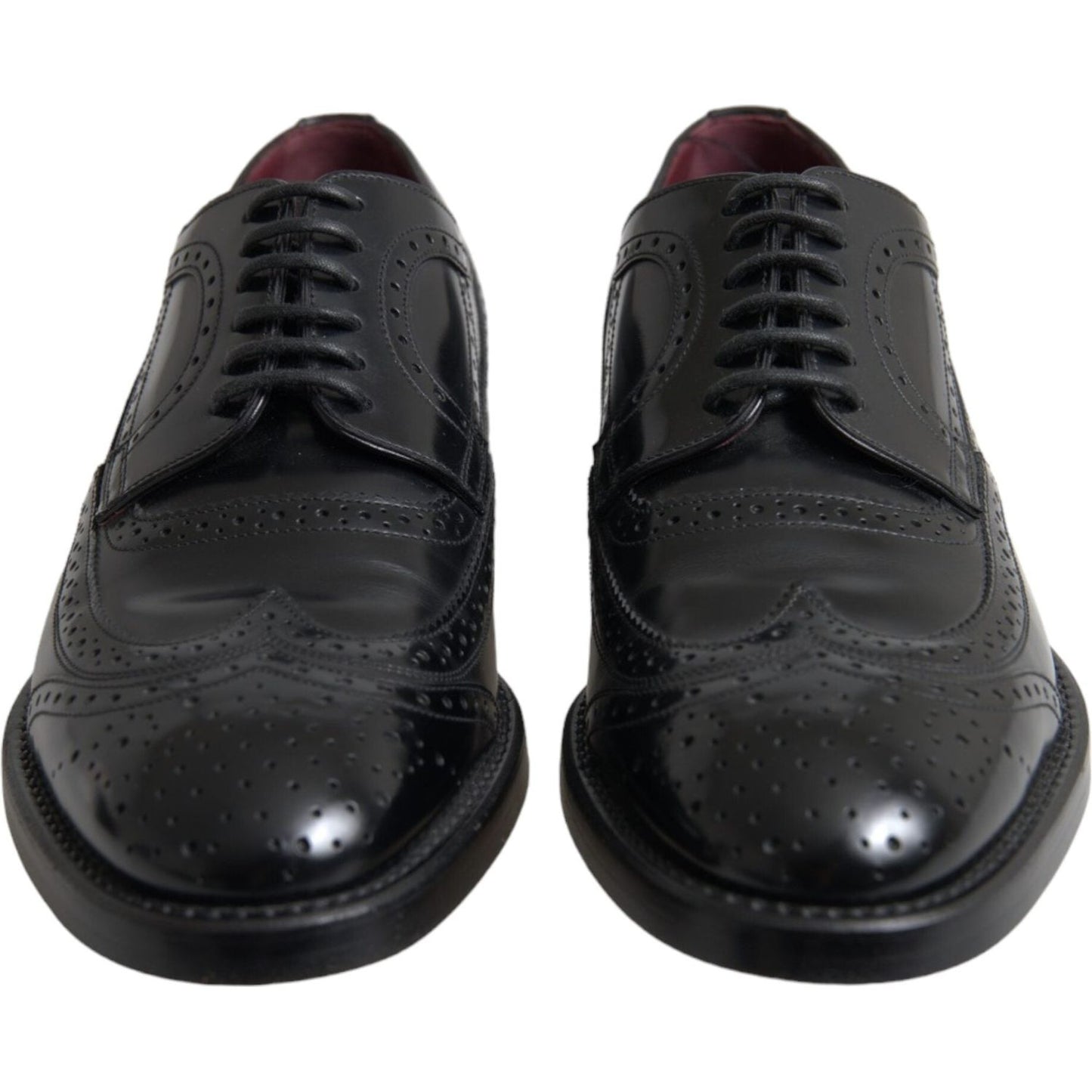 Dolce & Gabbana Black Leather Oxford Wingtip Formal Men Shoes Dolce & Gabbana