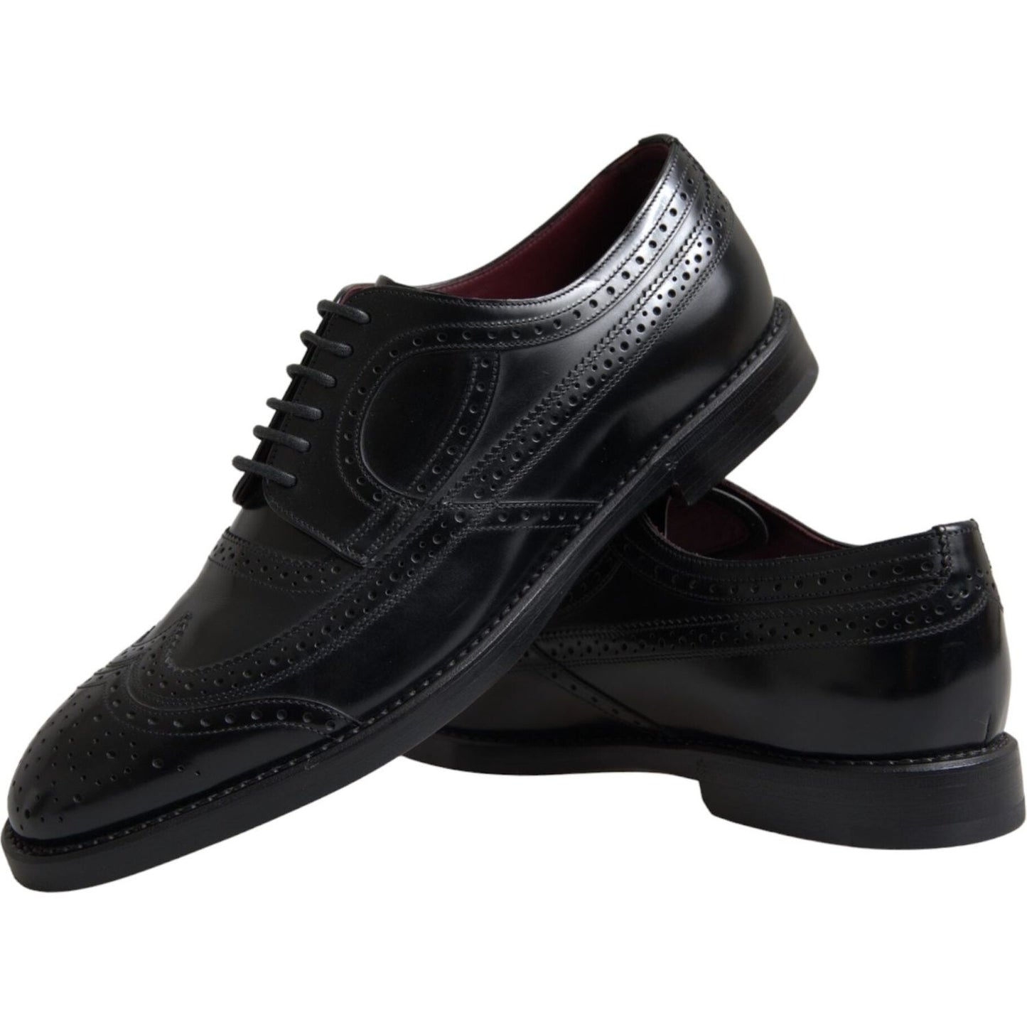 Dolce & Gabbana Black Leather Oxford Wingtip Formal Men Shoes Dolce & Gabbana