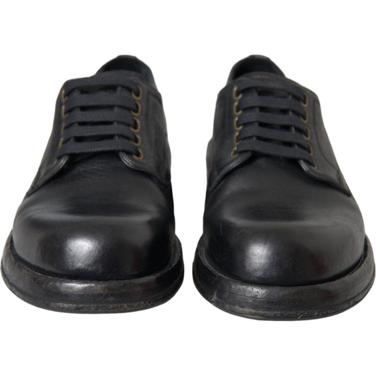 Dolce & Gabbana Black Horse Leather Derby Men Dress Shoes Dolce & Gabbana