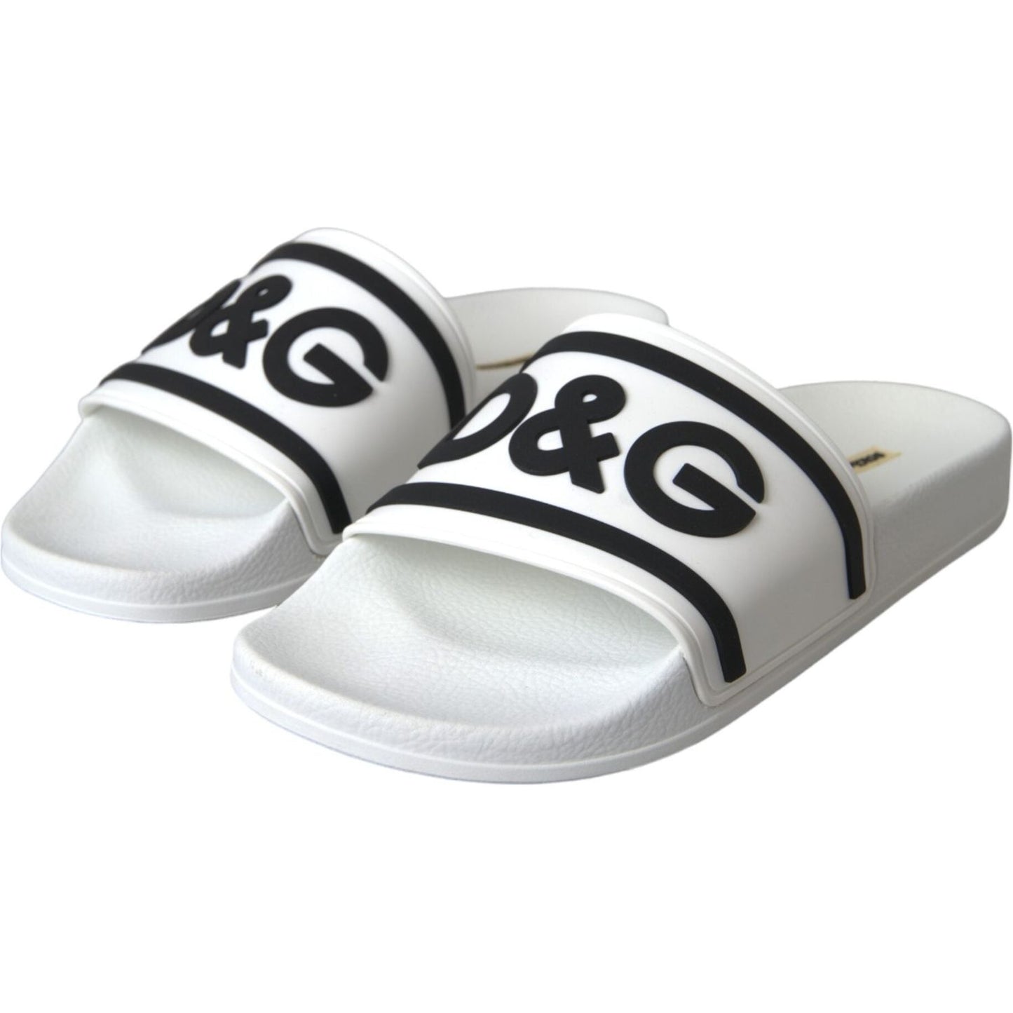 Dolce & Gabbana White Black Sandals Rubber Beachwear Shoes Dolce & Gabbana