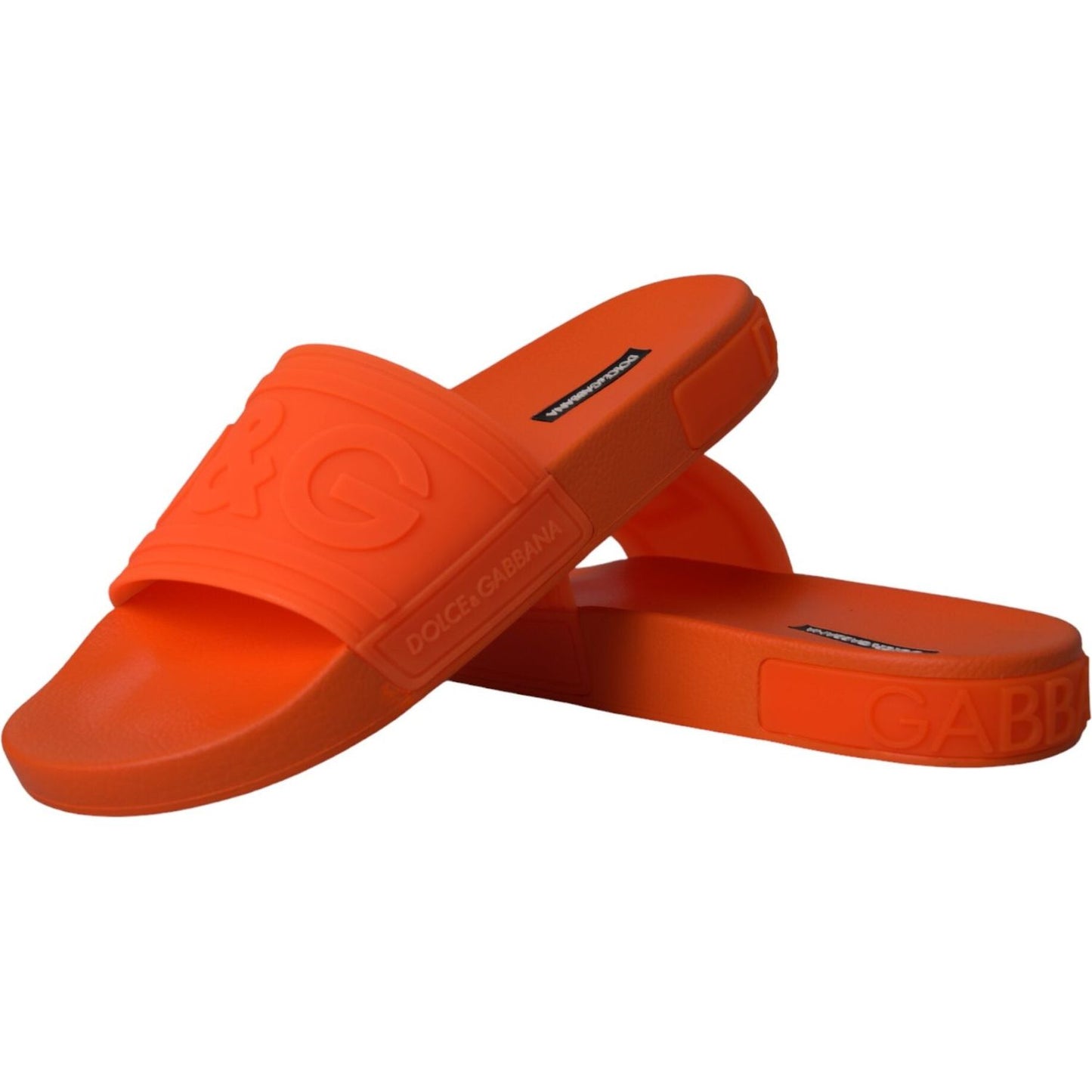 Dolce & Gabbana Orange Rubber Slides Sandals Beachwear Shoes Dolce & Gabbana