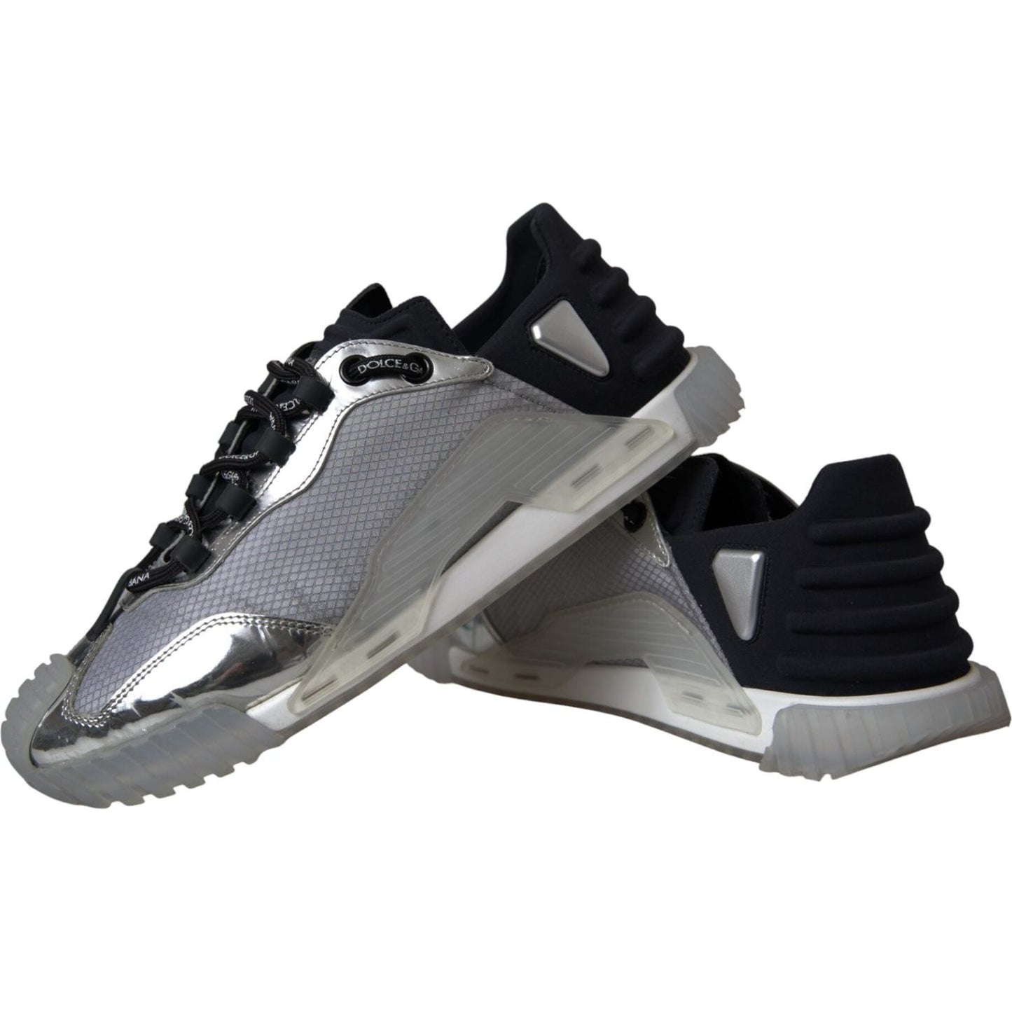 Dolce & Gabbana Silver Black Nylon NS1 Low Top Sneakers Men Shoes Dolce & Gabbana