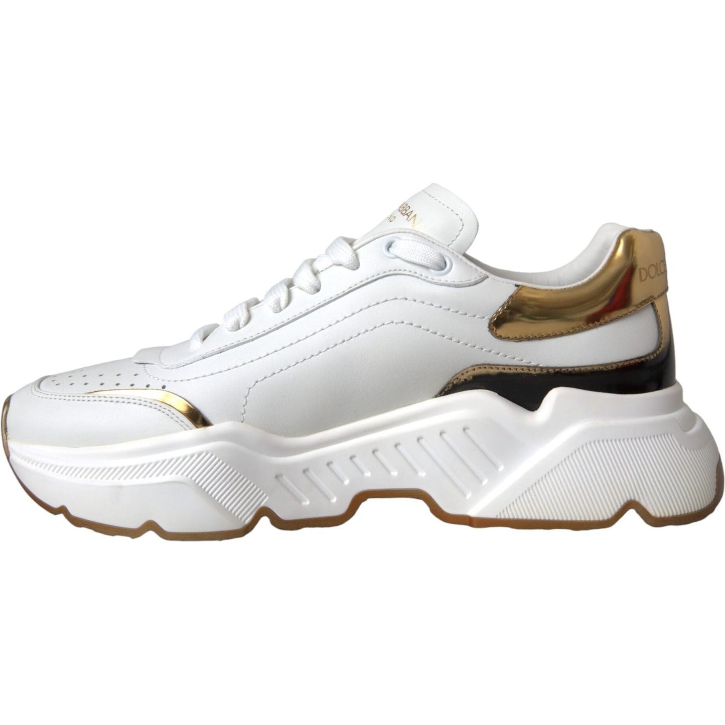 Dolce & Gabbana White Gold DAYMASTER Leather Sneakers Men Shoes Dolce & Gabbana