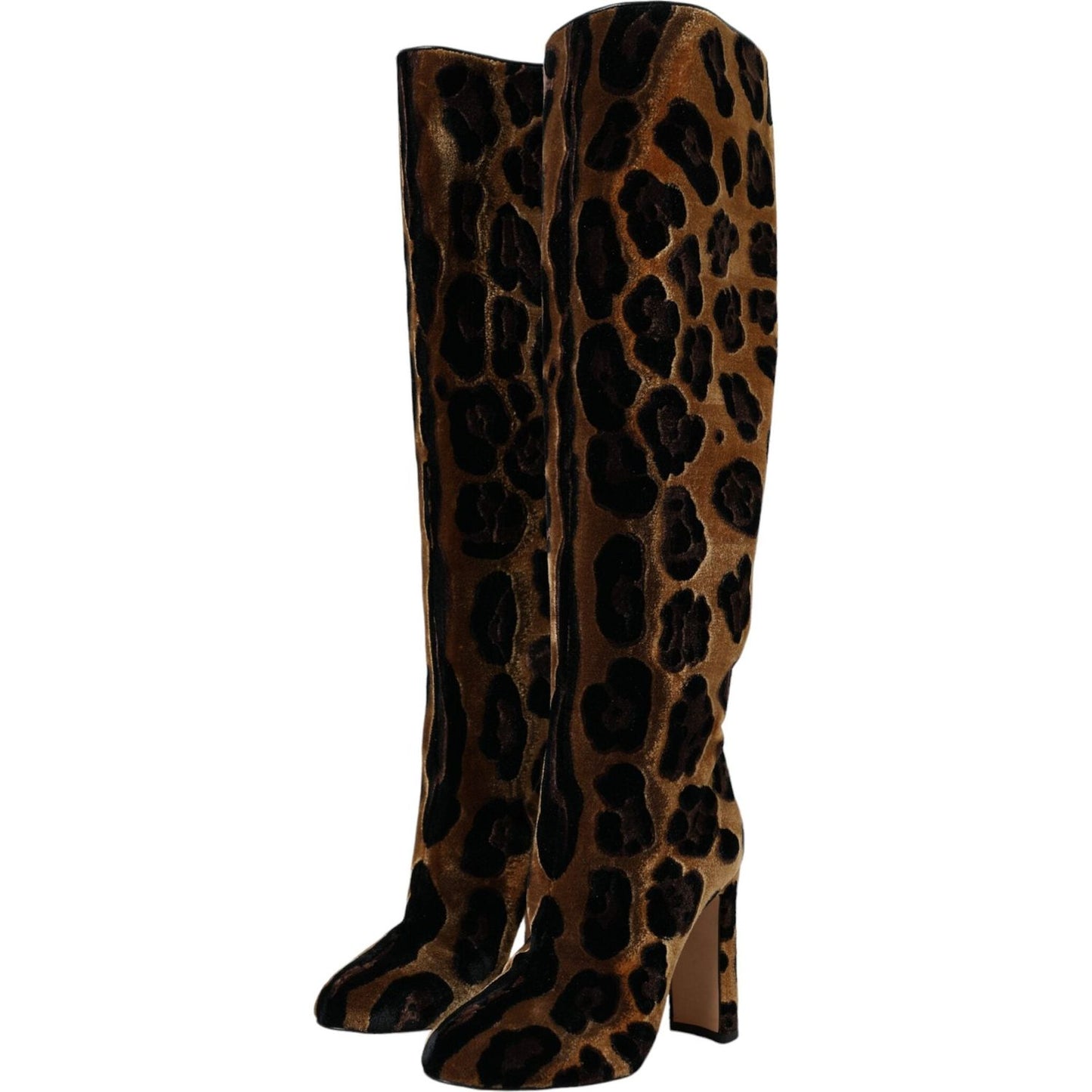 Dolce & Gabbana Brown Giraffe Velvet Leather Boots Shoes Dolce & Gabbana