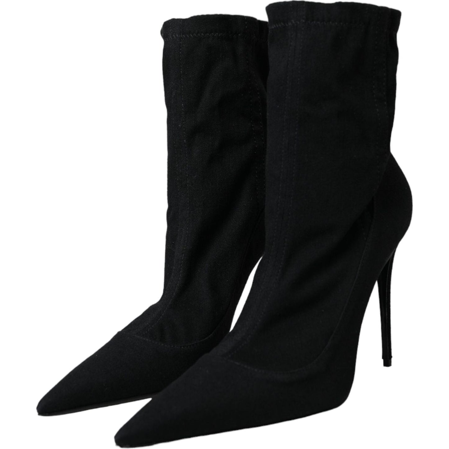 Dolce & Gabbana Black Stiletto Heels Denim Ankle Boots Shoes Dolce & Gabbana