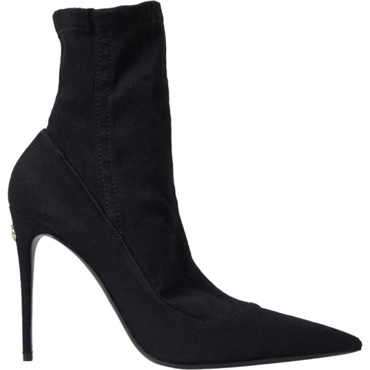 Black Stiletto Heels Denim Ankle Boots Shoes