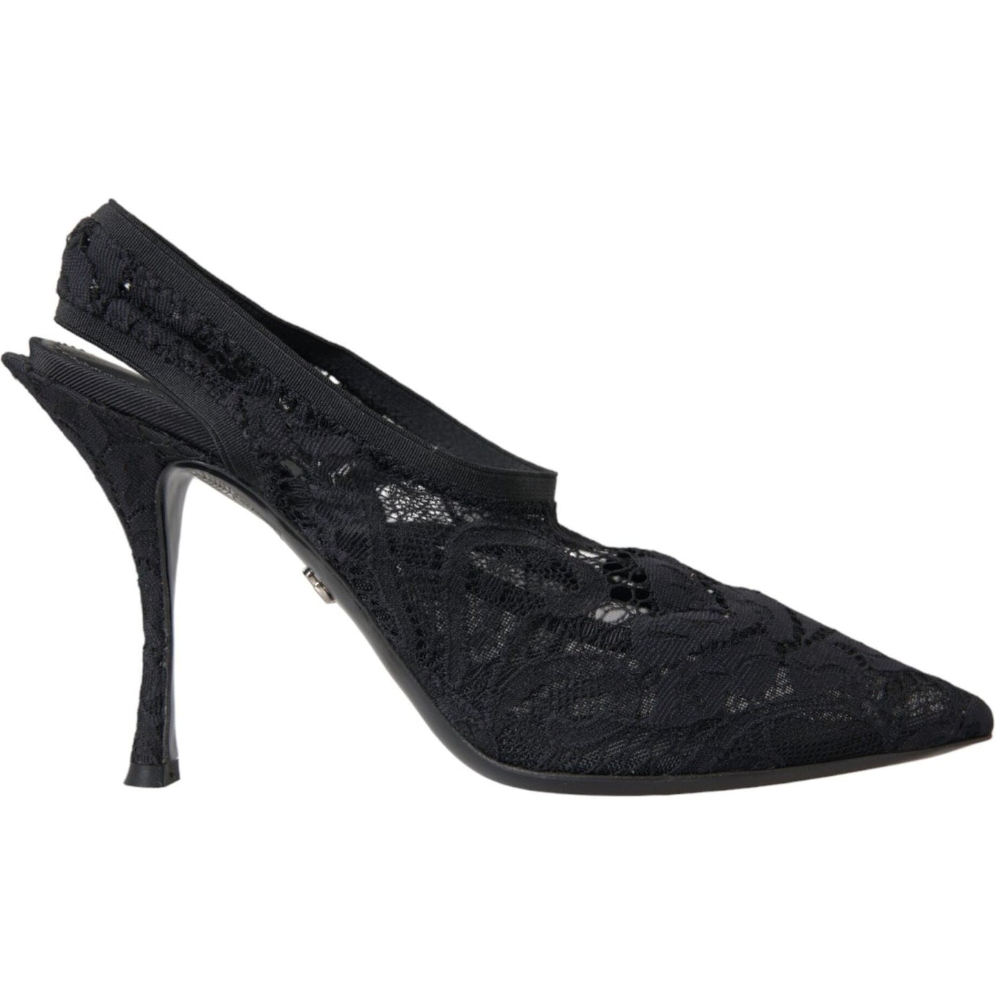 Dolce & Gabbana Black Lace Stretch Heels Slingbacks Shoes Dolce & Gabbana