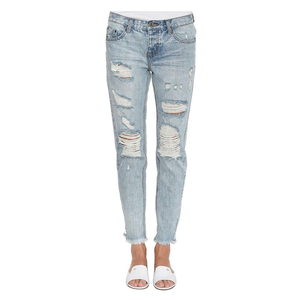 One Teaspoon Light Blue Cotton Women High-Waist Jean One Teaspoon