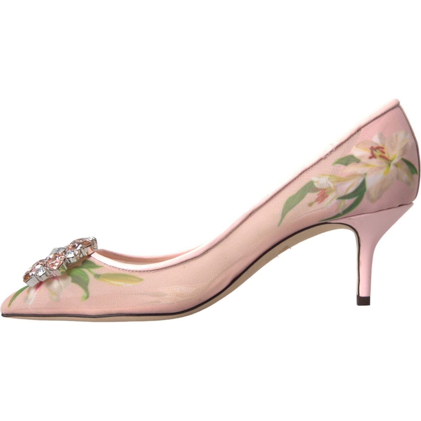 Dolce & Gabbana Pink Floral Crystal Bellucci Pumps Shoes Dolce & Gabbana