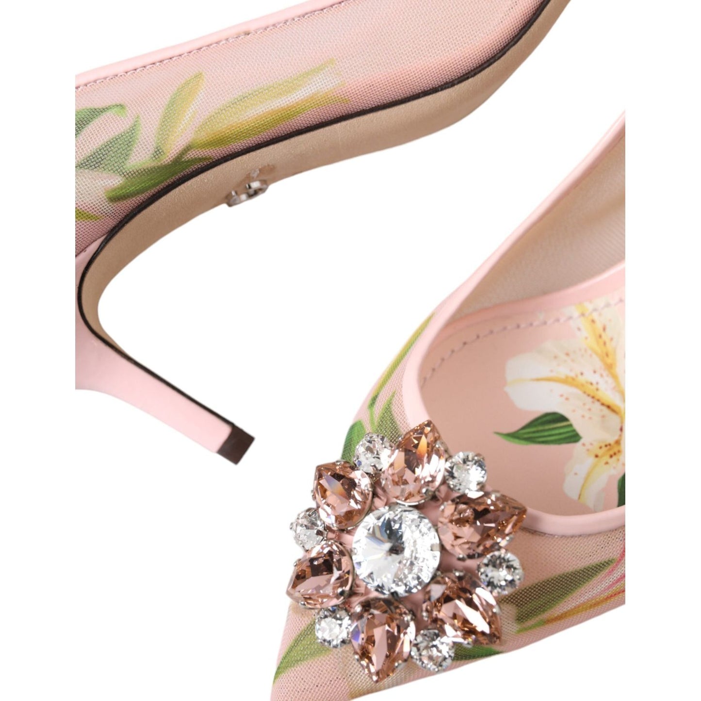 Dolce & Gabbana Pink Floral Crystal Bellucci Pumps Shoes Dolce & Gabbana