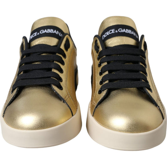 Gold Portofino Calf Leather Sneakers Women Shoes