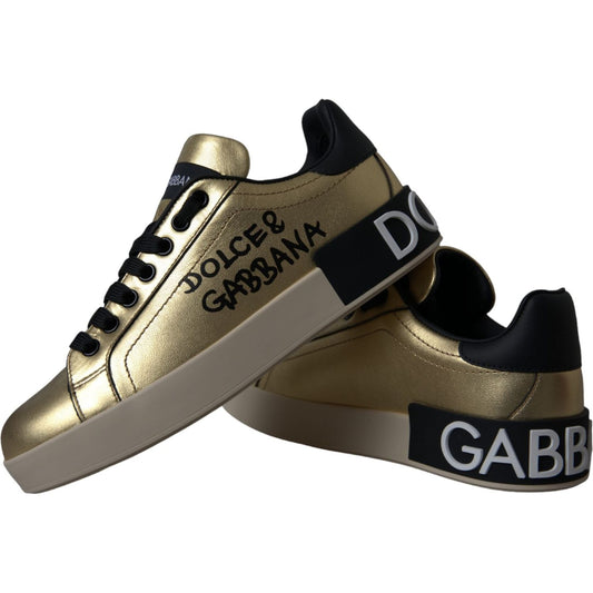 Gold Portofino Calf Leather Sneakers Women Shoes