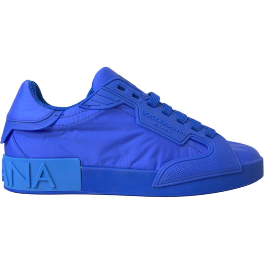 Blue Leather Fabric Low Top Sneakers Shoes