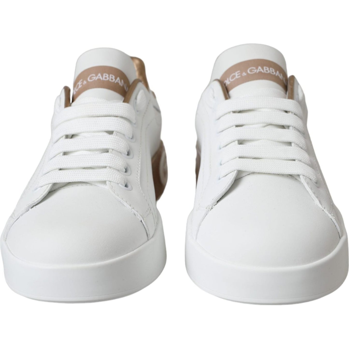 Dolce & Gabbana White Portofino Leather Logo Sneaker Shoes Dolce & Gabbana