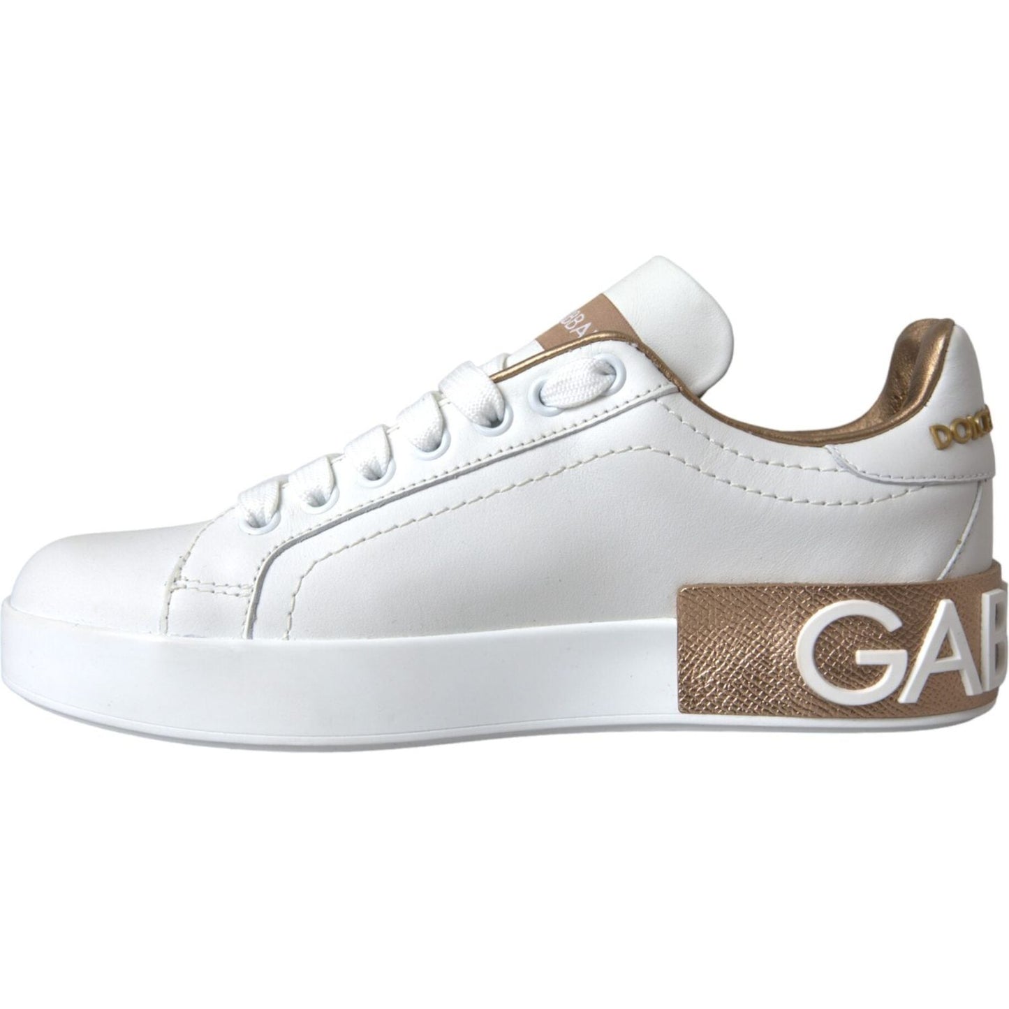 Dolce & Gabbana White Portofino Leather Logo Sneaker Shoes Dolce & Gabbana