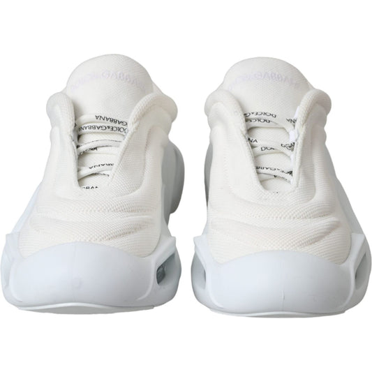 White Padded Fabric Wave Low Top Sneakers Shoes