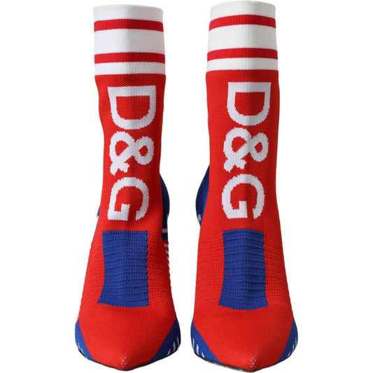 Red Blue Stretch Sock Style Short Boots Logo Shoes