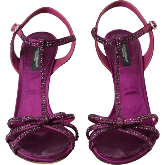 Dolce & Gabbana Purple Strass Ankle Strap Heels Sandals Shoes Dolce & Gabbana