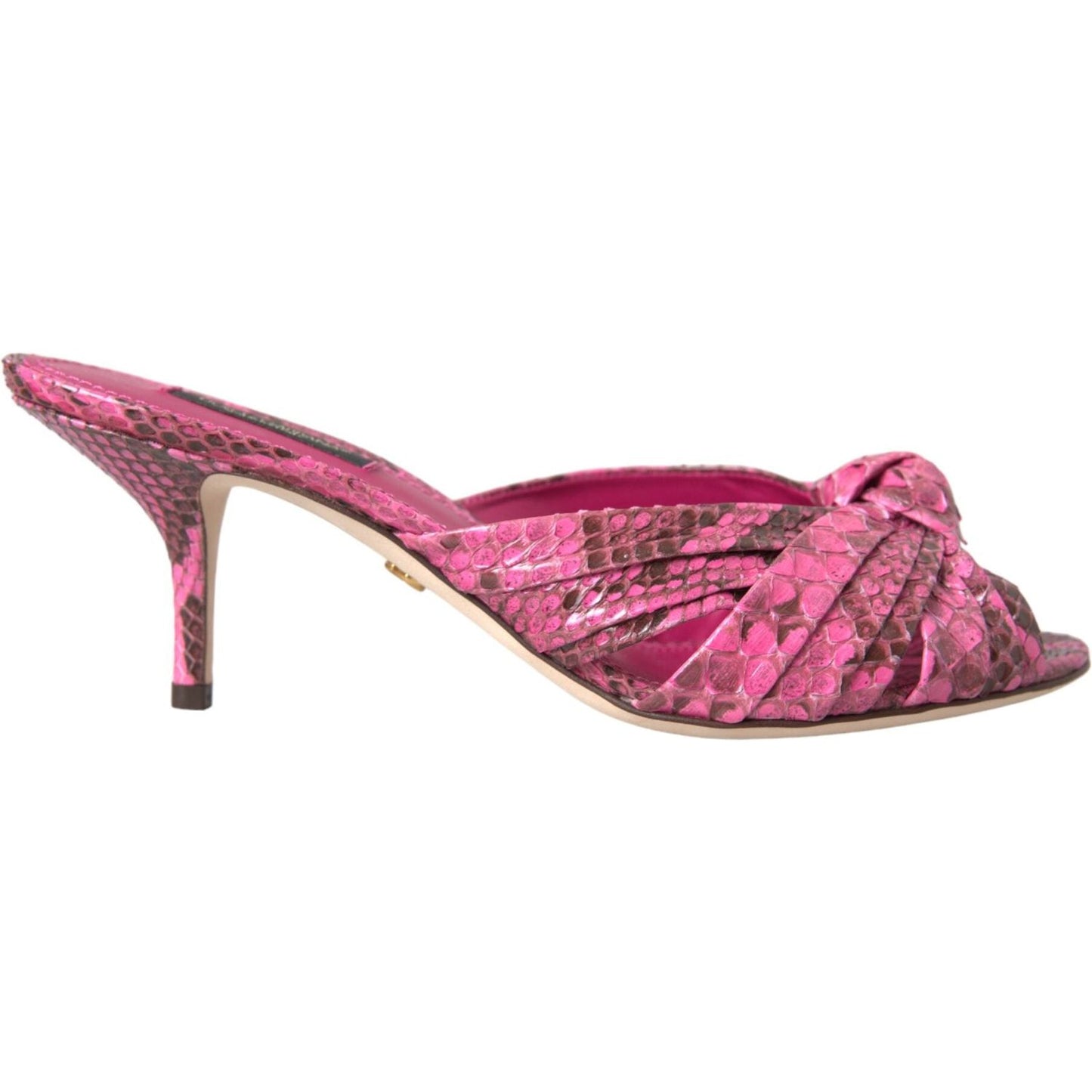 Dolce & Gabbana Pink Exotic Leather Kitten Heels Slides Shoes Dolce & Gabbana