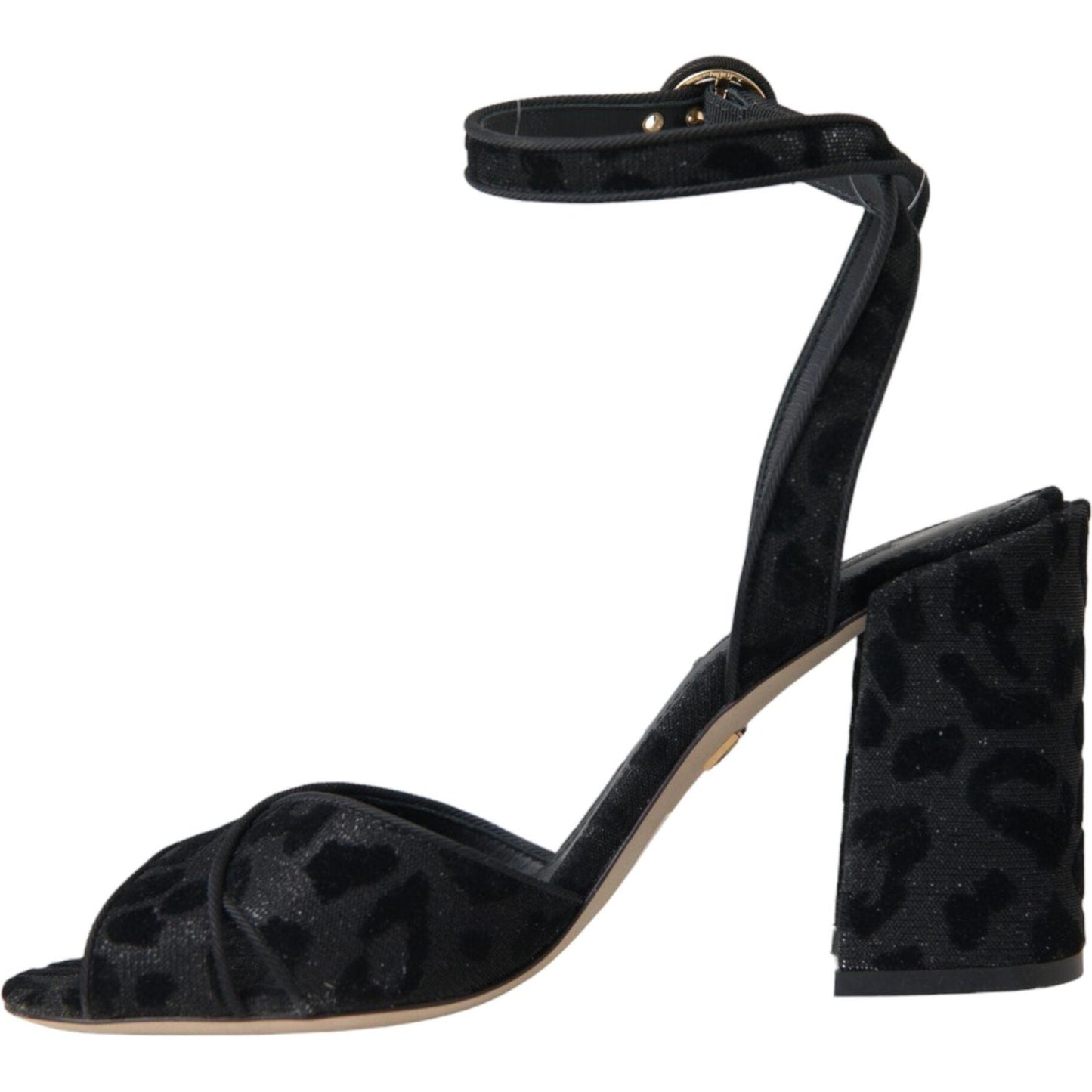 Dolce & Gabbana Black Leopard Suede Heels Sandals Shoes Dolce & Gabbana