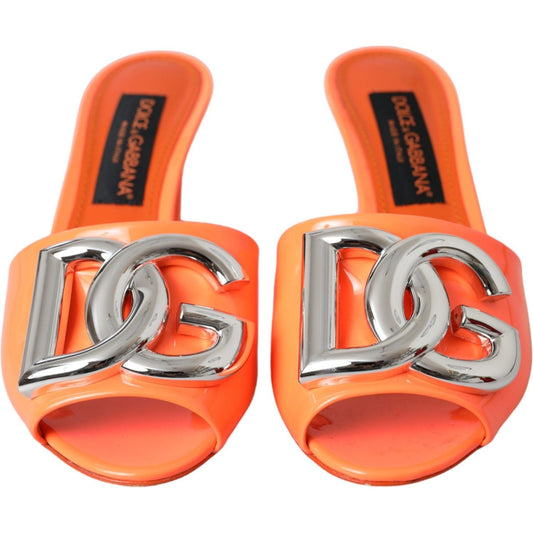 Dolce & Gabbana Orange DG Logo Slides Heels Sandals Shoes Dolce & Gabbana