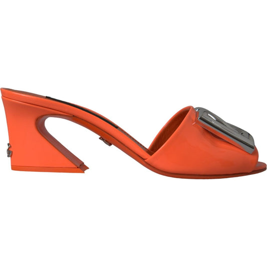 Dolce & Gabbana Orange DG Logo Slides Heels Sandals Shoes Dolce & Gabbana