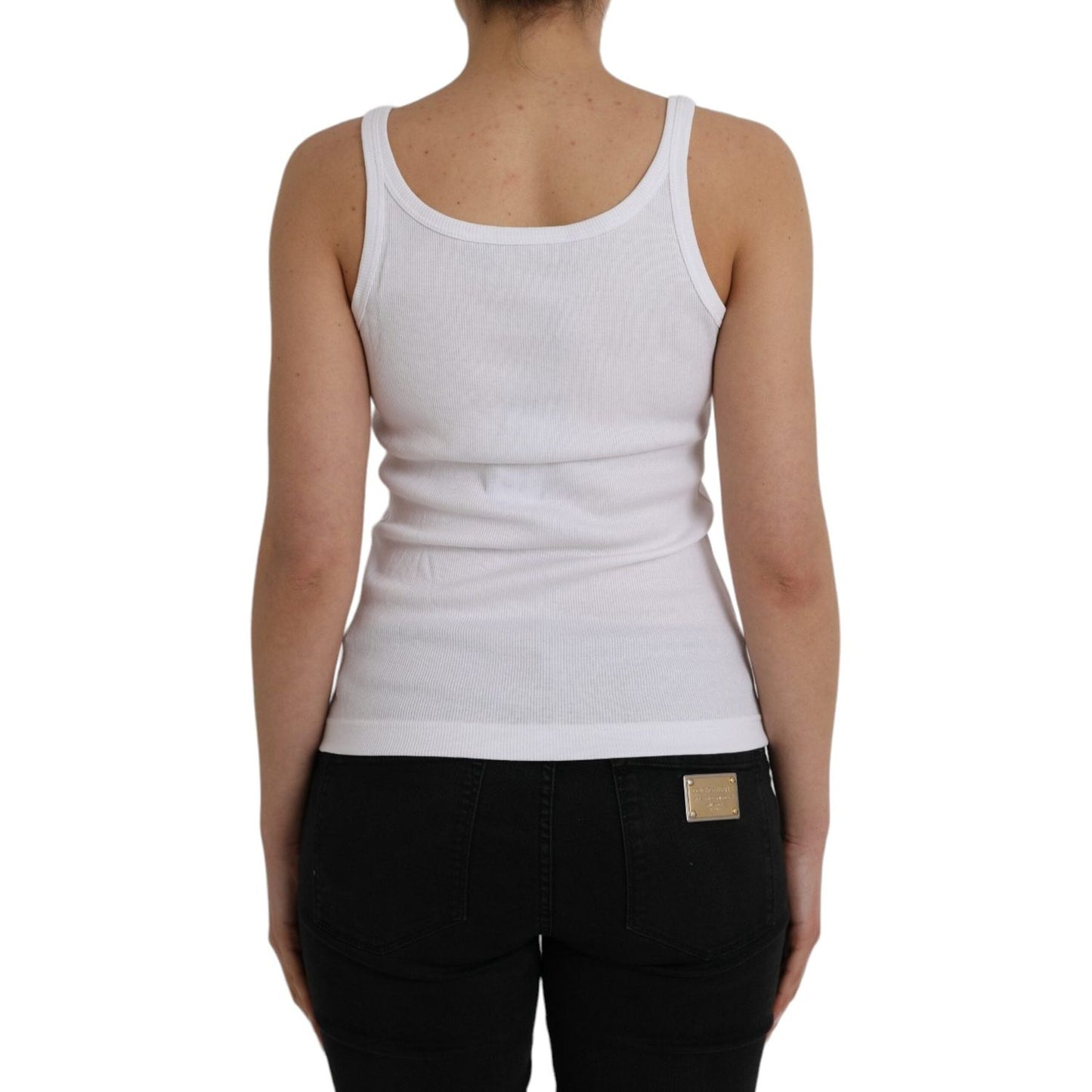 Dolce & Gabbana White St. Tropez Cotton Sleeveless Tank Top Dolce & Gabbana