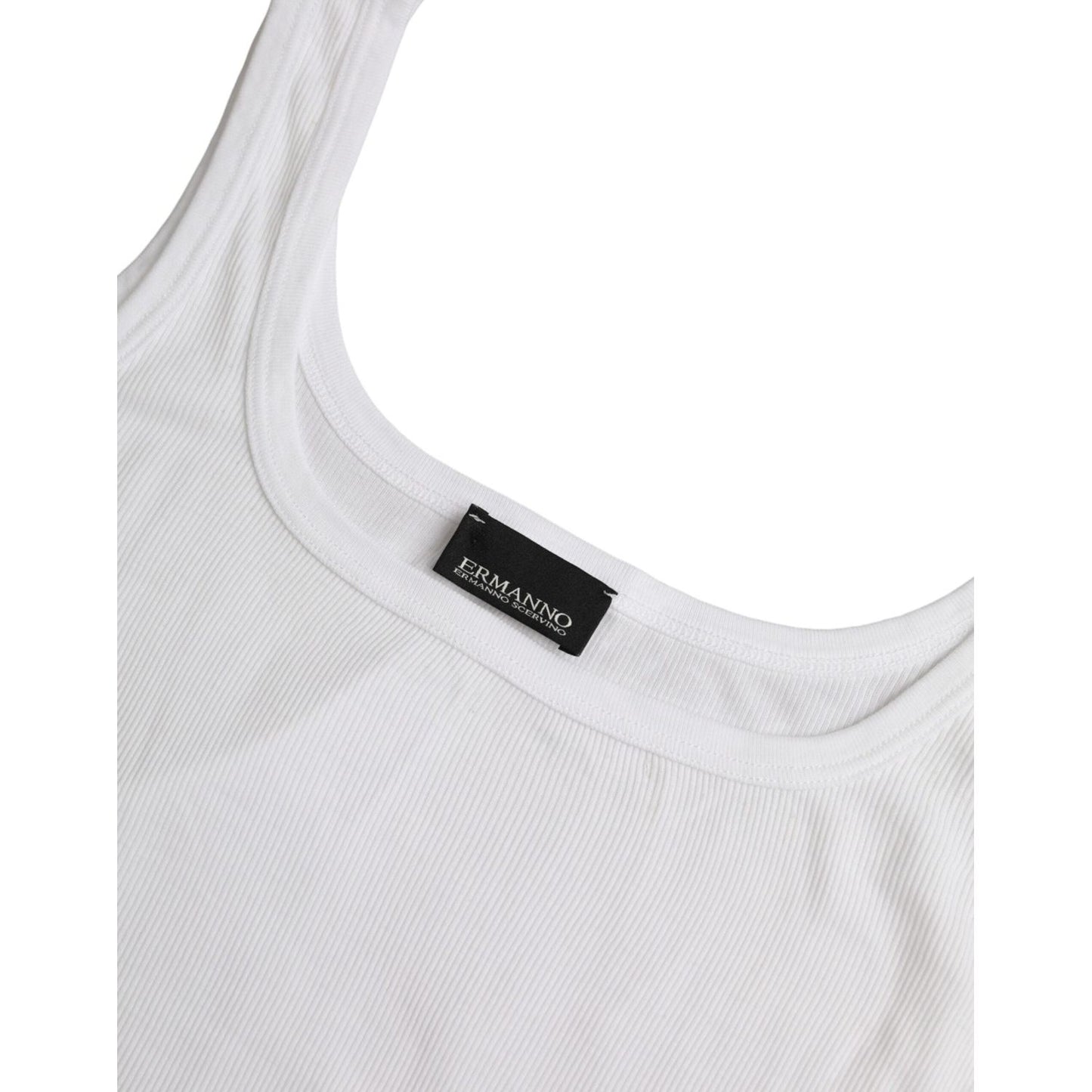 Ermanno Scervino White Cotton Sleevelesss Tank Casual Top Ermanno Scervino