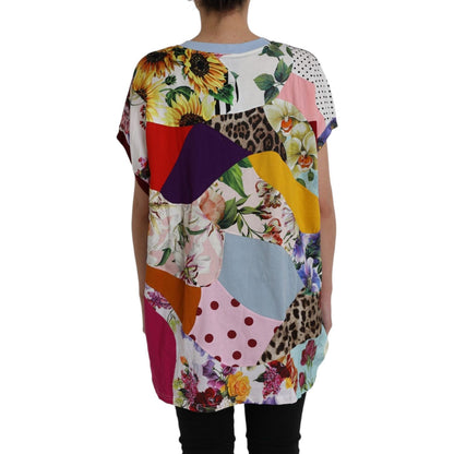 Dolce & Gabbana Multicolor Patchwork Cotton Silk Blouse Top Dolce & Gabbana