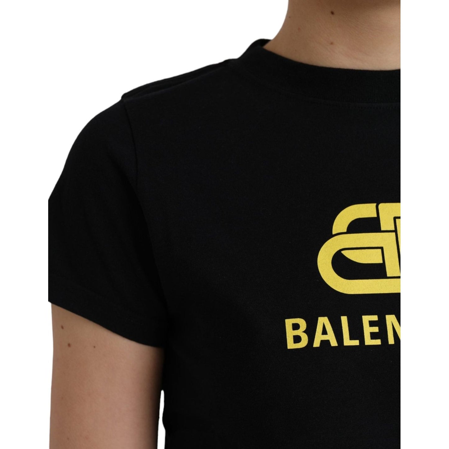 Balenciaga Black Cotton Logo Print Crew Neck Short Sleeves T-shirt Balenciaga