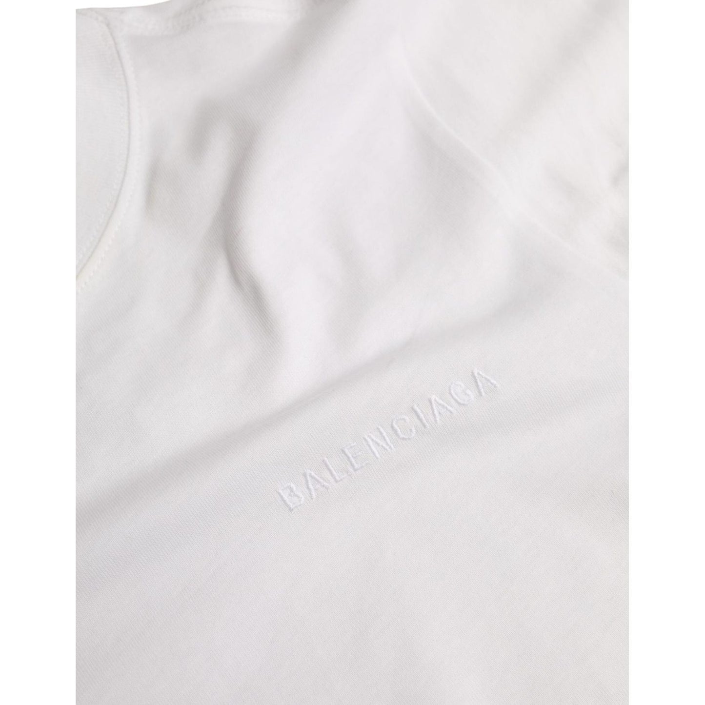 Balenciaga White Cotton Crew Neck Short Sleeves Tee T-shirt Balenciaga