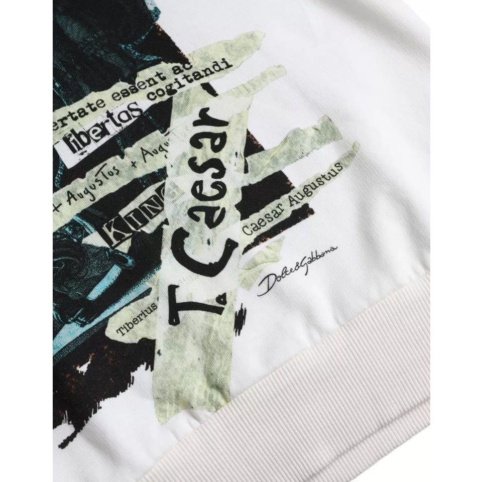 Dolce & Gabbana White Caesar Cotton Hooded Pullover Sweater