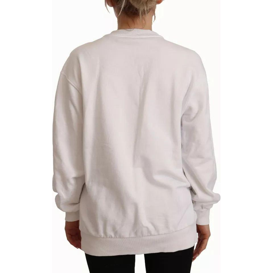 Dolce & Gabbana White Logo Embossed Cotton Sweatshirt Sweater Dolce & Gabbana