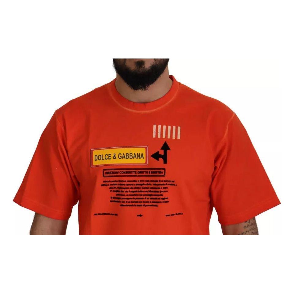 Dolce & Gabbana Orange Logo Print Crewneck Cotton T-shirt Dolce & Gabbana