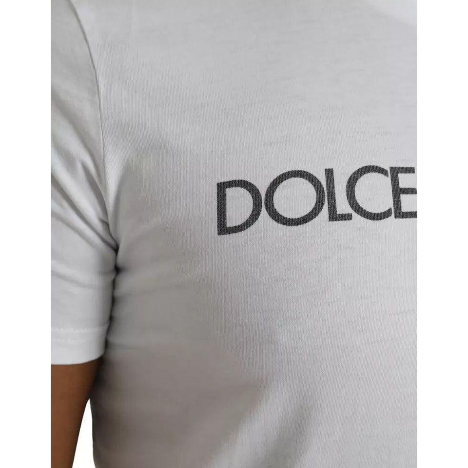 Dolce & Gabbana White Logo Cotton Crew Neck Short Sleeves T-shirt Dolce & Gabbana