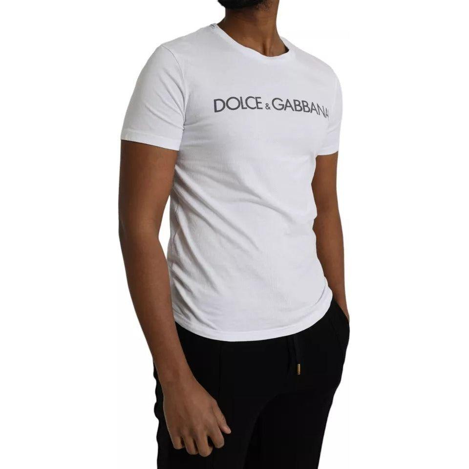 Dolce & Gabbana White Logo Cotton Crew Neck Short Sleeves T-shirt Dolce & Gabbana