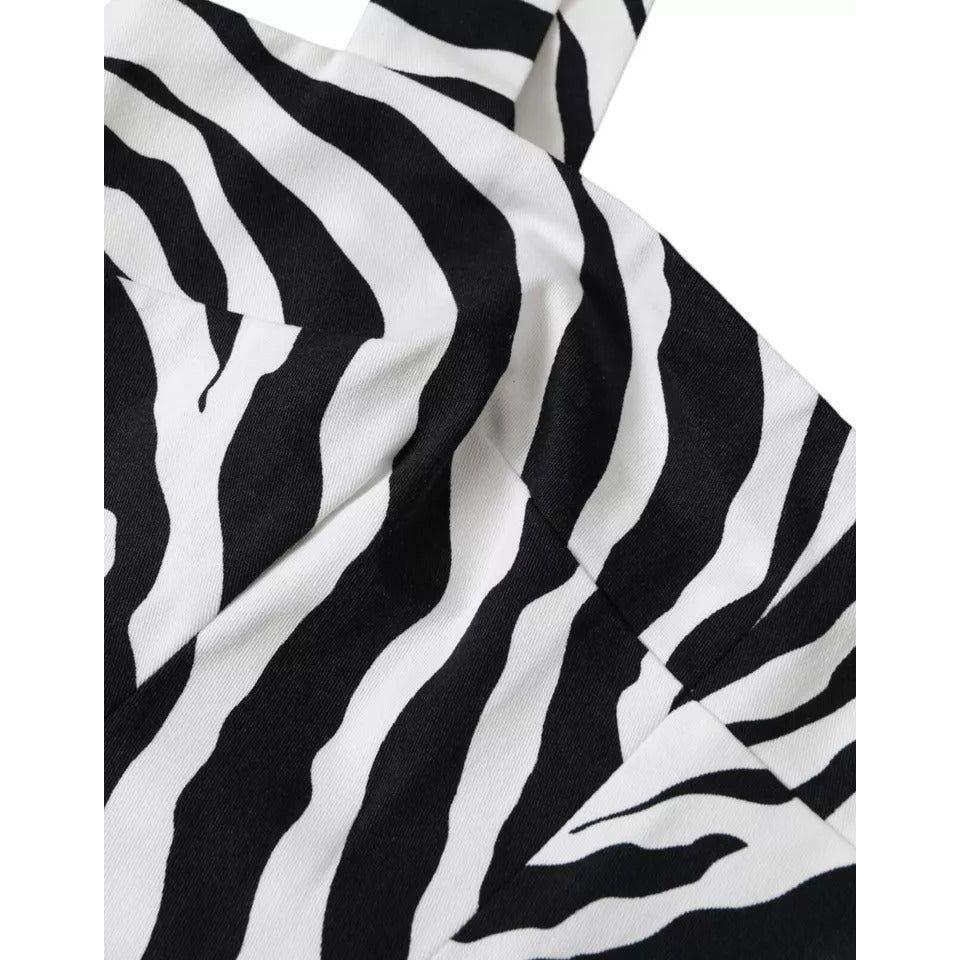 Dolce & Gabbana Black White Zebra Sleeveless Bustier Crop Top Dolce & Gabbana