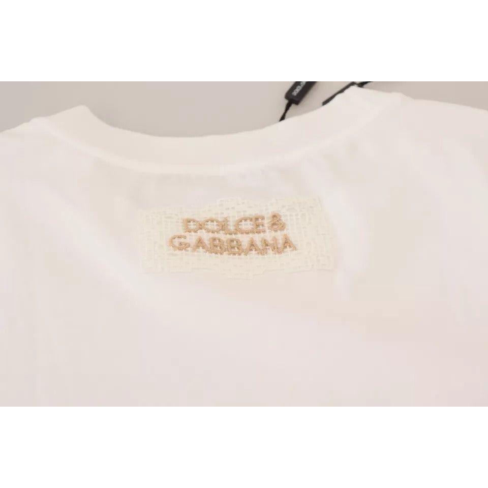 Dolce & Gabbana Optical White Printed Short Sleeves Top Dolce & Gabbana