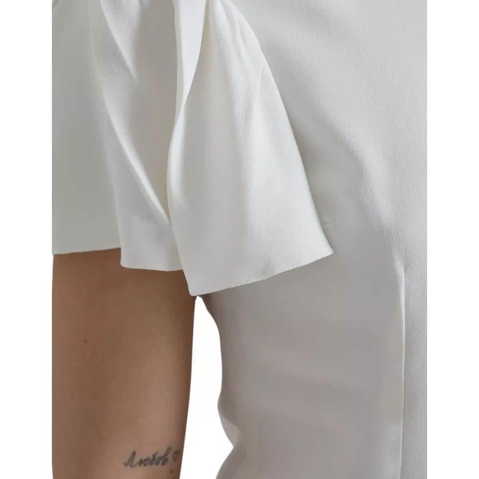 Dolce & Gabbana White Viscose Round Neck Short Sleeves Top Dolce & Gabbana