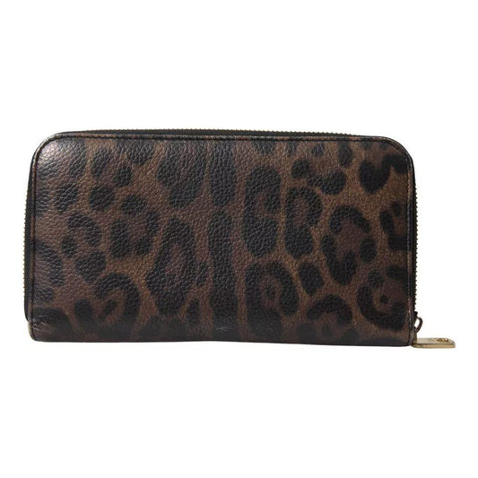 Dolce & Gabbana Brown Leopard Leather DG Zip Around Continental Wallet Dolce & Gabbana