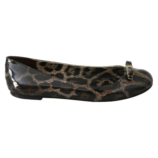 Dolce & Gabbana Brown Leopard Ballerina Flats Leather Shoes Dolce & Gabbana