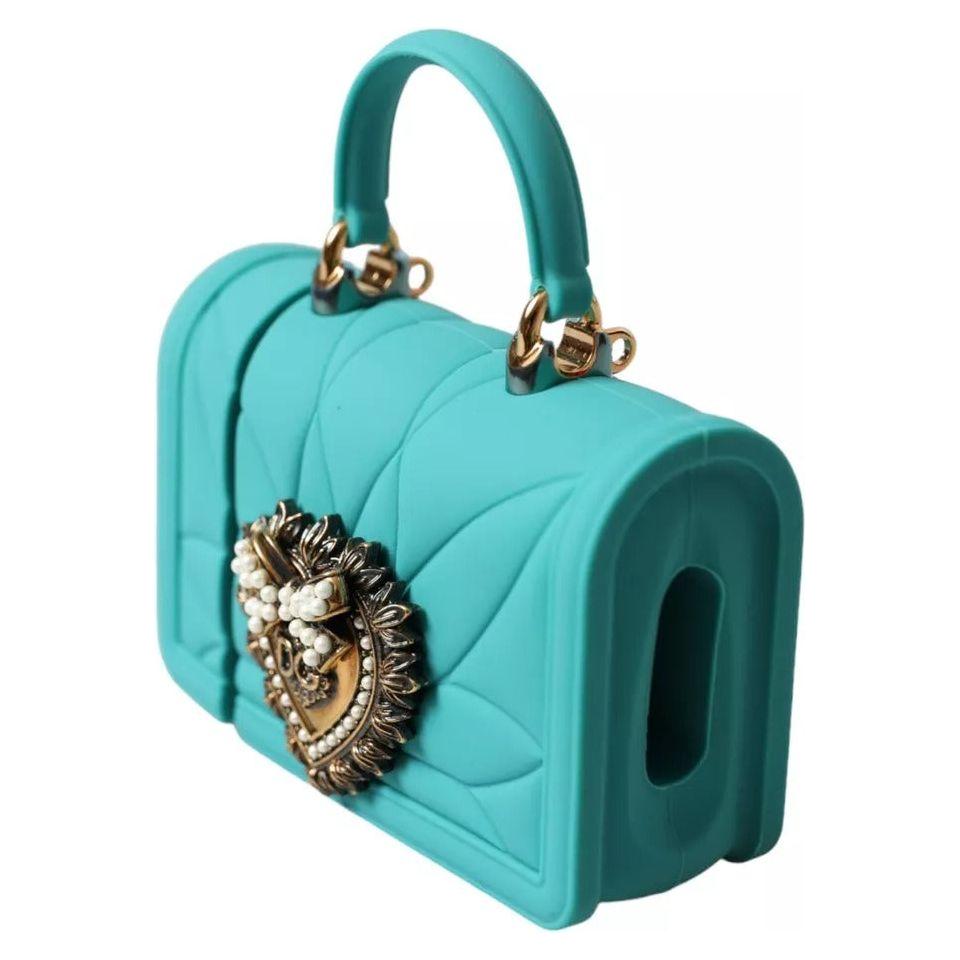 Dolce & Gabbana Turquoise Silicone Devotion Heart Cover Hand Bag Airpods Case Dolce & Gabbana